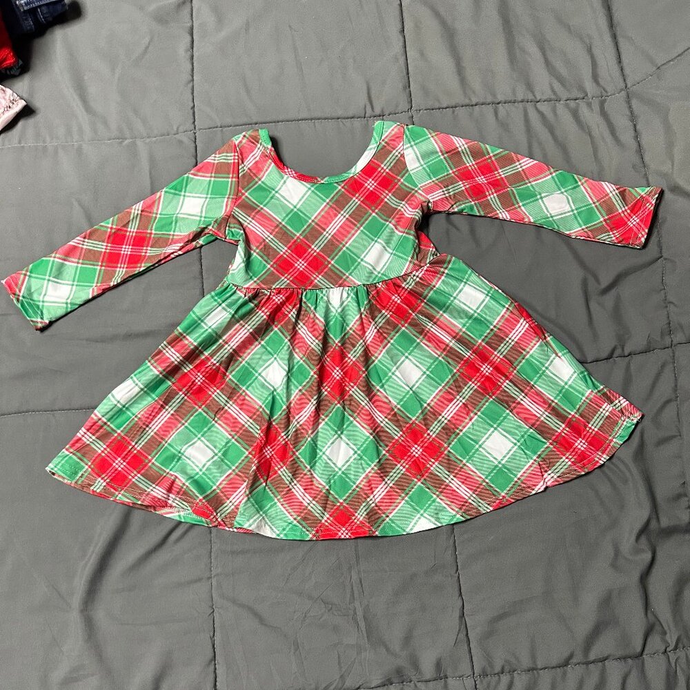 Toddler girl Christmas plaid dress